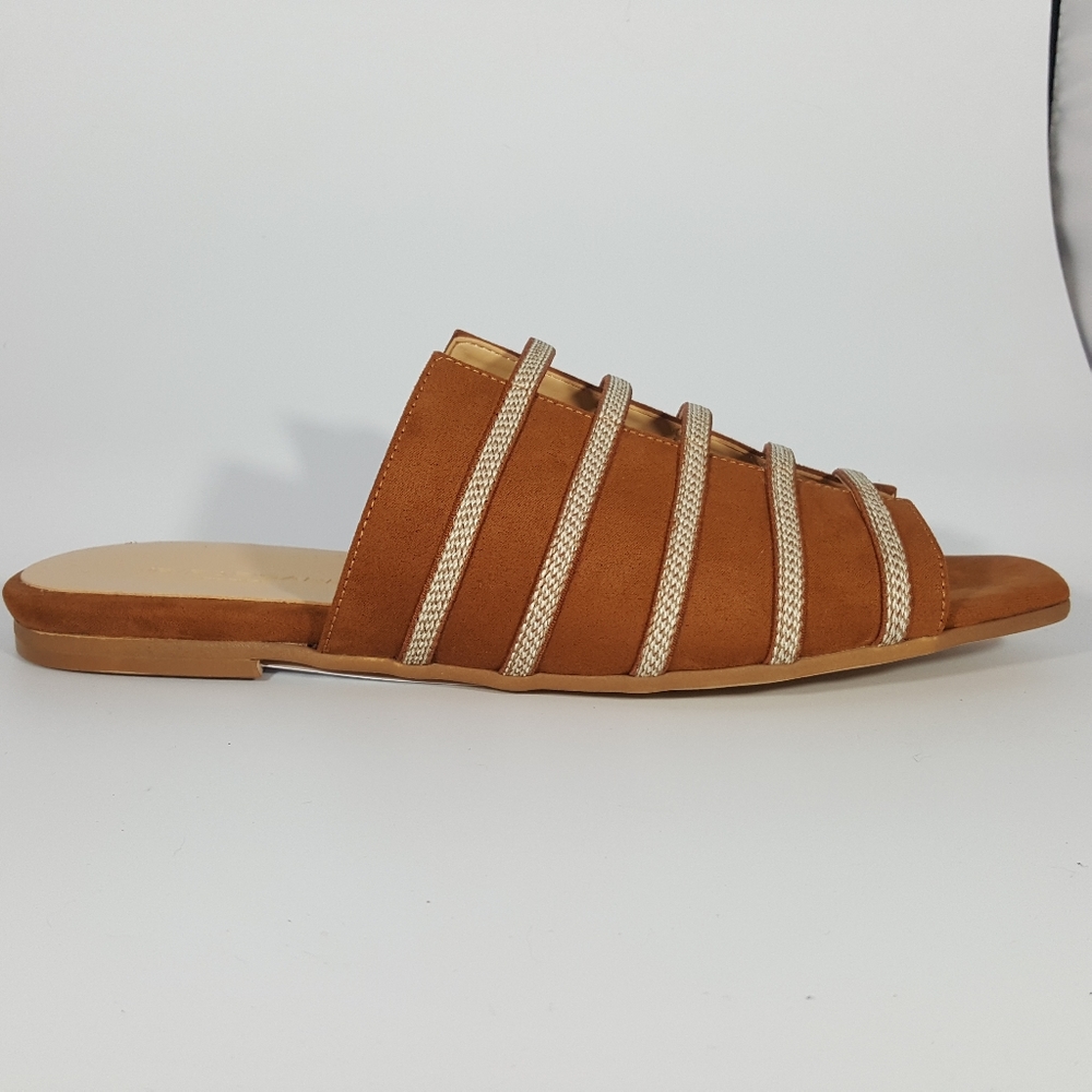 NR Rapisardi Faux Suede Open Toe Sandal with Bands